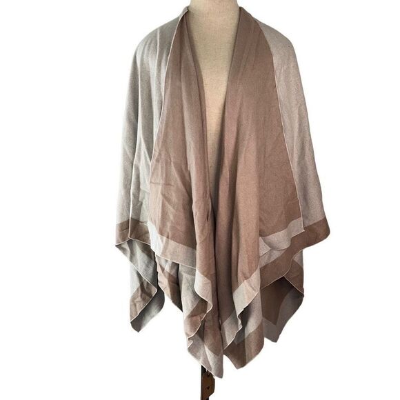 Melifluos Womens Reversible Cozy Shawl Sweater Wrap Neutral Tone One Size NWT - Picture 2 of 9